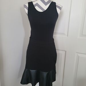 MICHAEL KORS Black Skirt S Stretch Mini Faux Leather Flare Core of Kors Cocktail